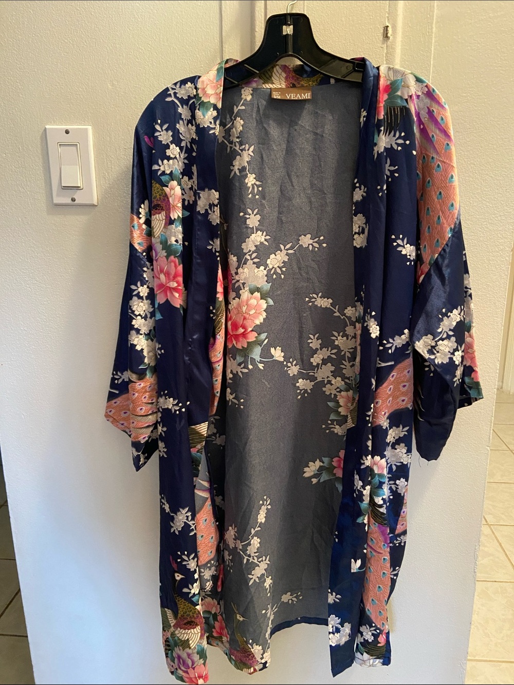 Veami Navy Floral Kimono Cape
